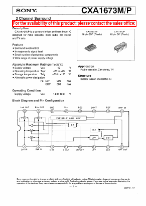 CXA1673M Datasheet PDF Sony Semiconductor
