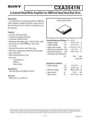 CXA3541N Datasheet PDF Sony Semiconductor
