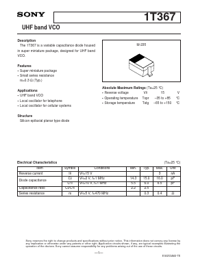 1T367 Datasheet PDF Sony Semiconductor