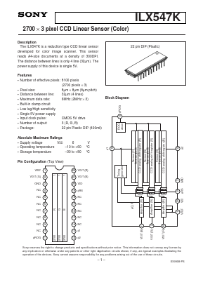 ILX547K Datasheet PDF Sony Semiconductor