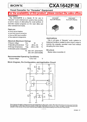 CXA1642P/M Datasheet PDF Sony Semiconductor