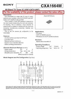 CXA1664M Datasheet PDF Sony Semiconductor