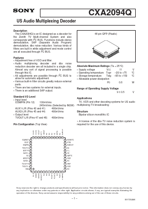 CXA2094Q Datasheet PDF Sony Semiconductor