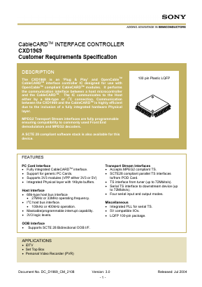 CXD1969 Datasheet PDF Sony Semiconductor