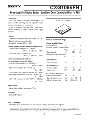 CXG1096FN Datasheet PDF Sony Semiconductor