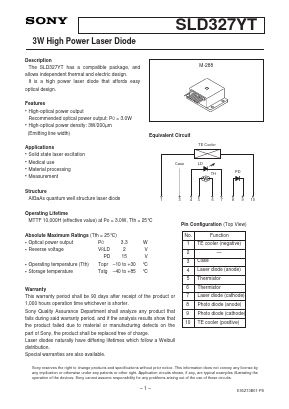 SLD327YT-21 Datasheet PDF Sony Semiconductor