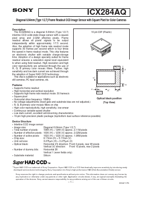 ICX284AQ Datasheet PDF Sony Semiconductor