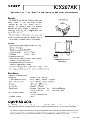 ICX207AK Datasheet PDF Sony Semiconductor