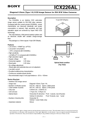 ICX226AL Datasheet PDF Sony Semiconductor