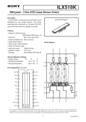 ILX518K Datasheet PDF Sony Semiconductor