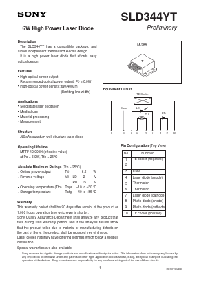 SLD344YT Datasheet PDF Sony Semiconductor