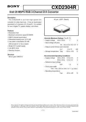 CXD2304 Datasheet PDF Sony Semiconductor