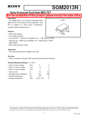 SGM2013 Datasheet PDF Sony Semiconductor