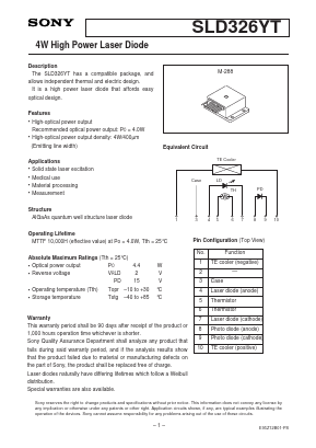 SLD326YT Datasheet PDF Sony Semiconductor