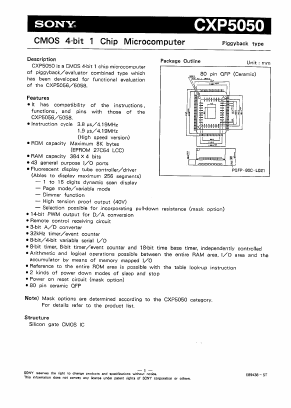 CXP5050 Datasheet PDF Sony Semiconductor