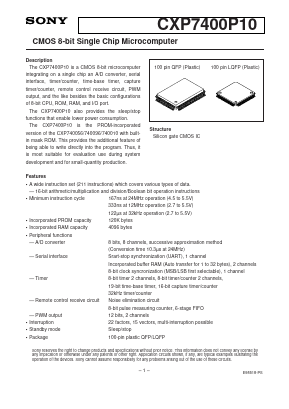 CXP7400P10 Datasheet PDF Sony Semiconductor