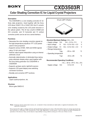 CXD3503R Datasheet PDF Sony Semiconductor