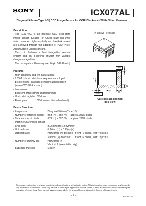 ICX077AL Datasheet PDF Sony Semiconductor