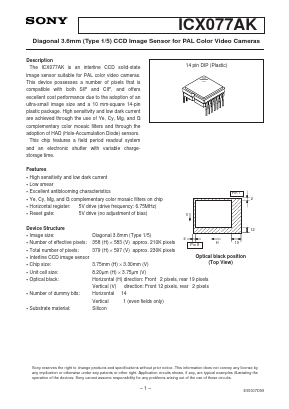 ICX077AK Datasheet PDF Sony Semiconductor