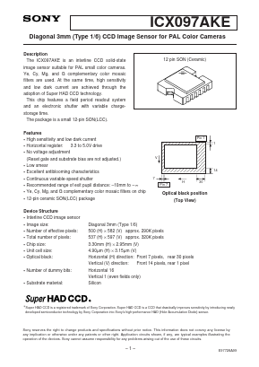 ICX097AKE Datasheet PDF Sony Semiconductor