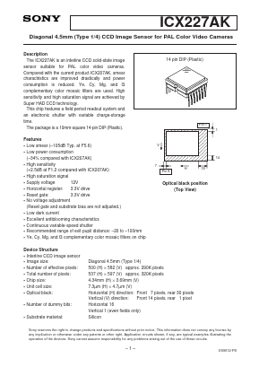 ICX227AK Datasheet PDF Sony Semiconductor
