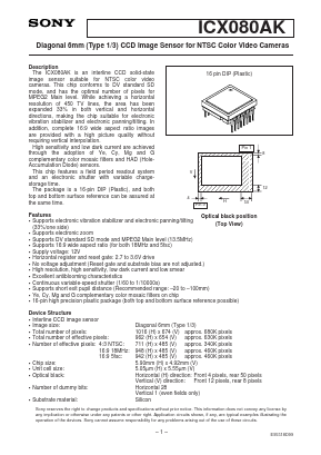 ICX080AK Datasheet PDF Sony Semiconductor