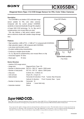 ICX055BK Datasheet PDF Sony Semiconductor