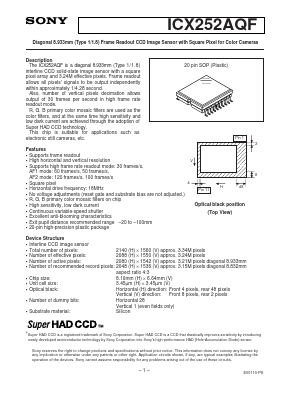 ICX252AQF Datasheet PDF Sony Semiconductor