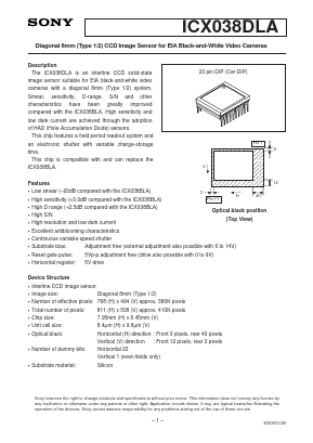 ICX038DLA Datasheet PDF Sony Semiconductor