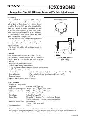 ICX039DNB Datasheet PDF Sony Semiconductor