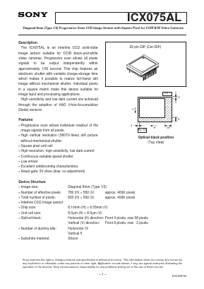 ICX075AL Datasheet PDF Sony Semiconductor