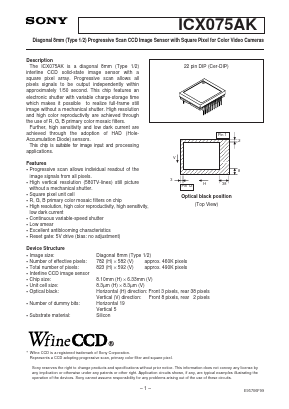 ICX075AK Datasheet PDF Sony Semiconductor