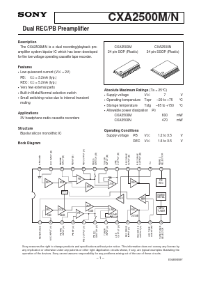 CXA2500 Datasheet PDF Sony Semiconductor
