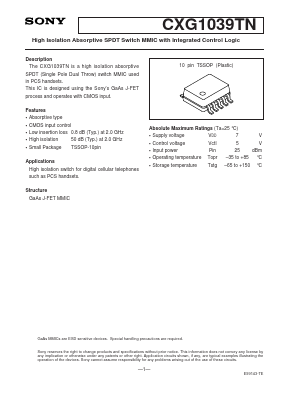 CXG1039TN Datasheet PDF Sony Semiconductor