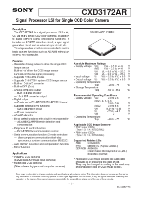 CXD3172AR Datasheet PDF Sony Semiconductor