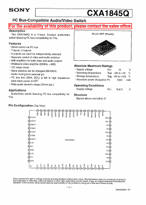 CXA1845Q Datasheet PDF Sony Semiconductor