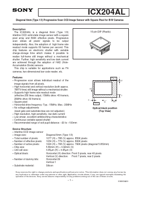 ICX204AL Datasheet PDF Sony Semiconductor
