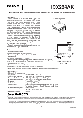 ICX224AK Datasheet PDF Sony Semiconductor