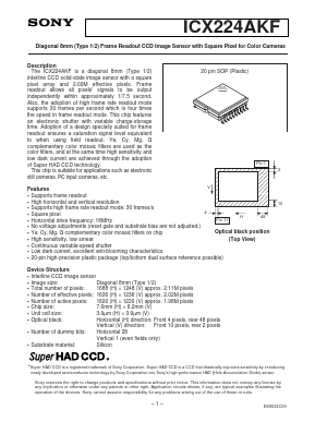 ICX224AKF Datasheet PDF Sony Semiconductor