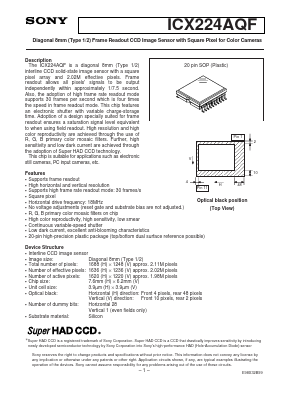 ICX224AQF Datasheet PDF Sony Semiconductor