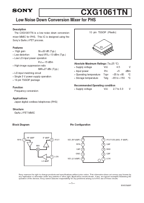 CXG1061TN Datasheet PDF Sony Semiconductor