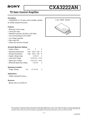 CXA3222AN Datasheet PDF Sony Semiconductor