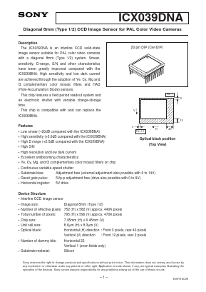 ICX039DNA Datasheet PDF Sony Semiconductor
