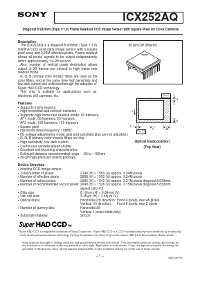 ICX252AQ Datasheet PDF Sony Semiconductor