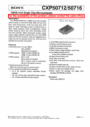 CXP50716 Datasheet PDF Sony Semiconductor
