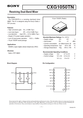 CXG1050TN Datasheet PDF Sony Semiconductor