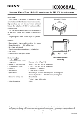 ICX068AL Datasheet PDF Sony Semiconductor