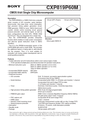 CXP819P60M Datasheet PDF Sony Semiconductor
