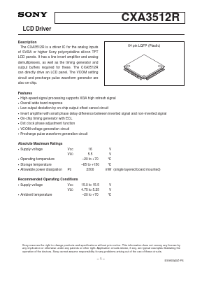 CXA3512R Datasheet PDF Sony Semiconductor