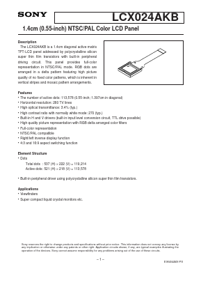 LCX024AKB Datasheet PDF Sony Semiconductor